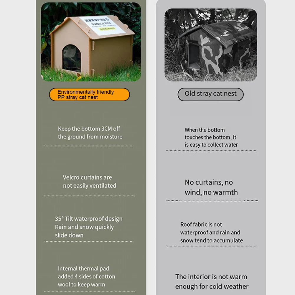 Stray Cats House Outside Cat House Foldable Cat Outdoor House Collapsible Insulated Pet House for Indoor Outdoor Use