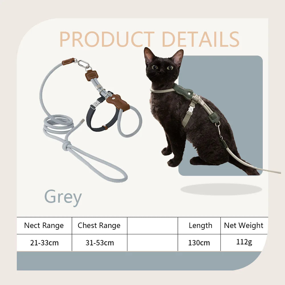 H-Shape Escape Proof Cat Harness and Leash Set Adjustable Breathable Lightweight No Choke Vest for Small Cats Kitten Outdoor Use