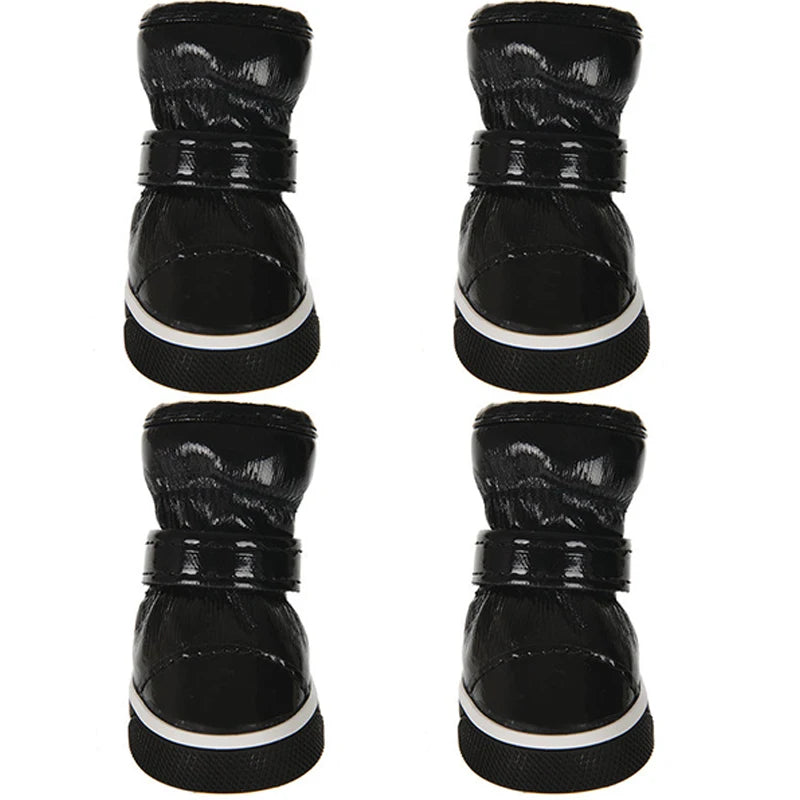 4Pcs/set Winter Pet Shoes Warm Waterproof Slip Fleece Dog Boot for Small Medium Dogs Puppy Rain Footwear Chihuahua Snow Boots