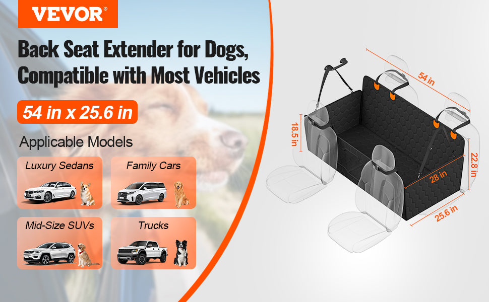 SucceBuy Back Seat Extender Dog Car Seat Cover for Back Seat Bed with Mesh Window and Storage Pocket Supports 350lbs Dog Hammock