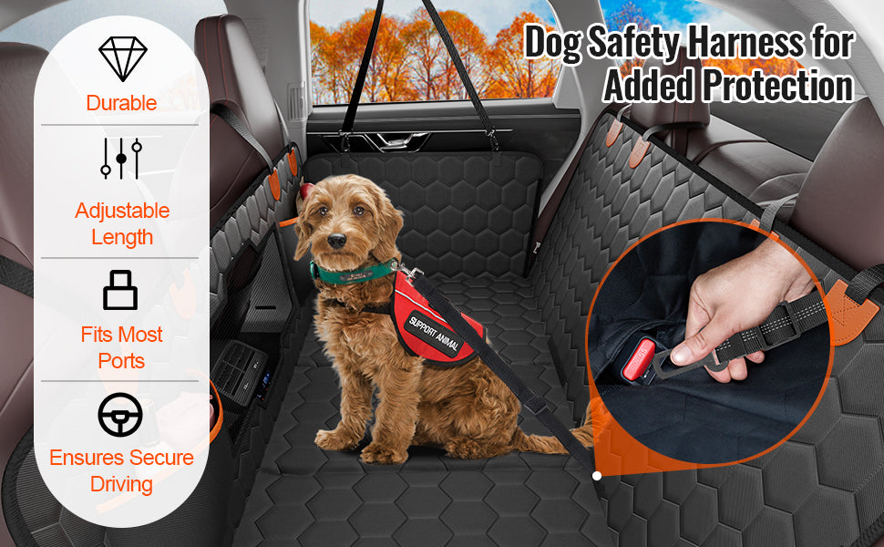 SucceBuy Back Seat Extender Dog Car Seat Cover for Back Seat Bed with Mesh Window and Storage Pocket Supports 350lbs Dog Hammock