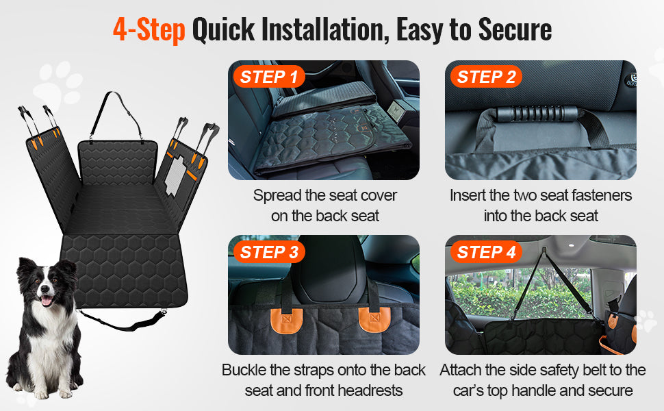 SucceBuy Back Seat Extender Dog Car Seat Cover for Back Seat Bed with Mesh Window and Storage Pocket Supports 350lbs Dog Hammock