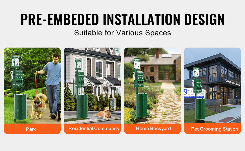 SucceBuy Dog Waste Station with Hand Wash Bottle Commercial Dog Poop Station Bag Dispenser Dog Waste Disposal System for Outdoor