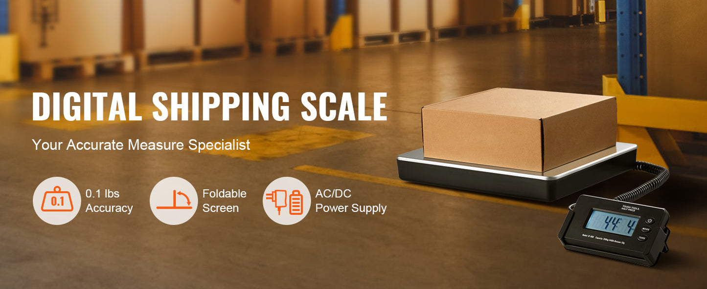 SucceBuy 440lbs Digital Shipping Scale with Timer Tare Function HD LCD Screen Portable Package Postal Scale for Home Post Office